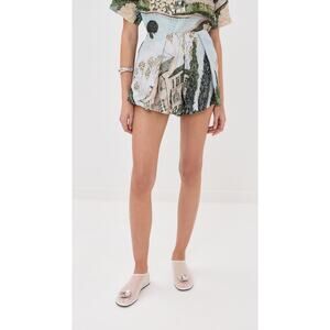 Isla & White 'Paloma' Blue Silk Shorts Size S